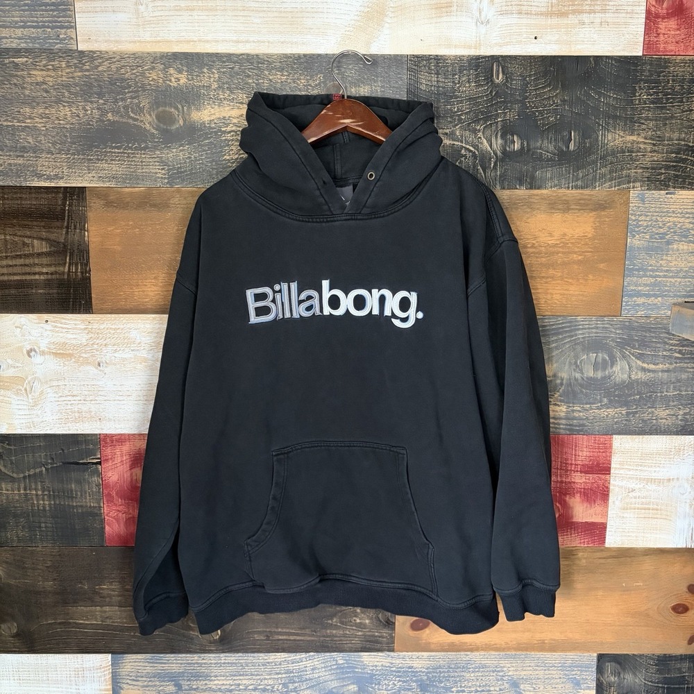 Vintage Billabong Hoodie XL Surf Mens Y2K Black Spellout Pullover Sweatshirt
